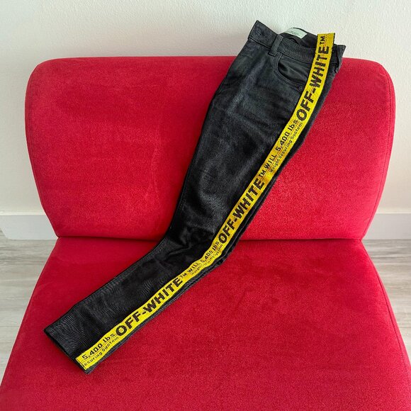 Off-White Denim Black Logo Jeans Women Size 24 - Picture 8 of 16